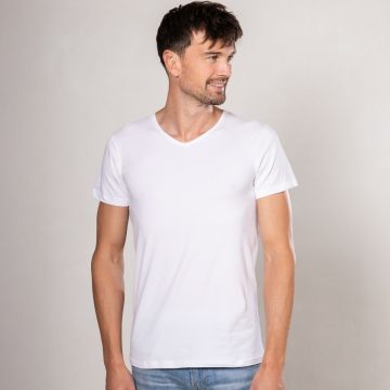Alca Basic Regular Fit Heren T-Shirt V-Neck Extra Long White 