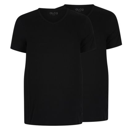 Alca Easy-Going 2-Pck Men T-Shirt V-Neck Black